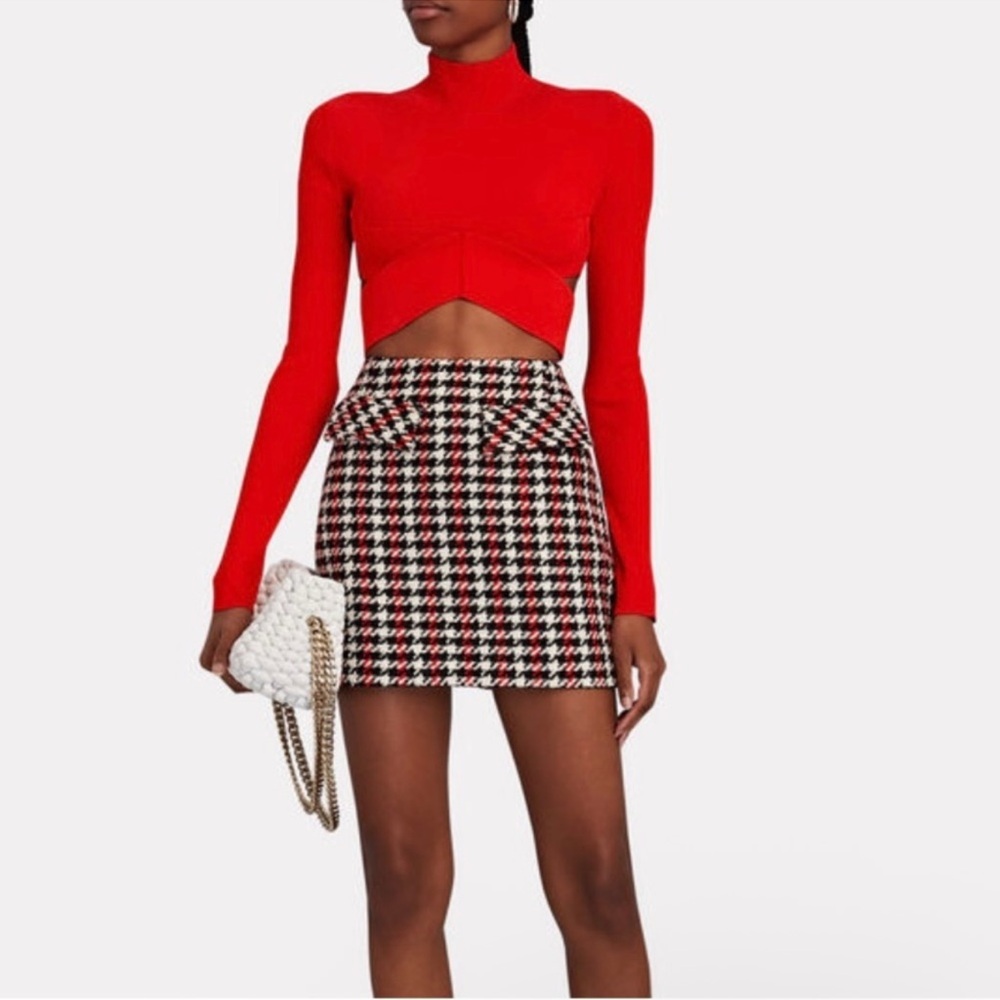 Baum Und Pferdgarten‎ Houndstooth Tweed Mini Shanna Red Check Skirt size 8